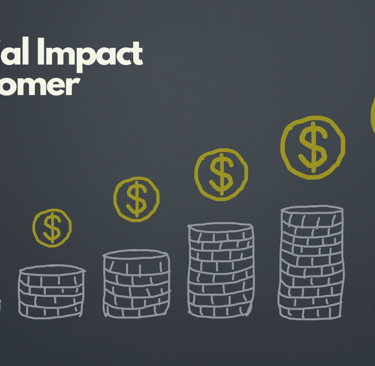 A chalkboard showing money being earned with a caption of the financial impact of customer churn.