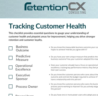 Customer health score checklist.