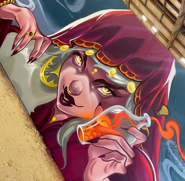 Oracle’s Elixir - Mural en EEUU, street art, arte urbano por Ona Salvador