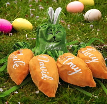 Personalisierte Osterdekoration aus Holz – handgemachte Anhänger und Geschenke im Boho‑Stil