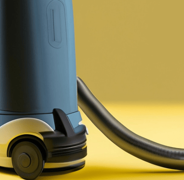 a vacuum cleaner with a hose on a yellow background