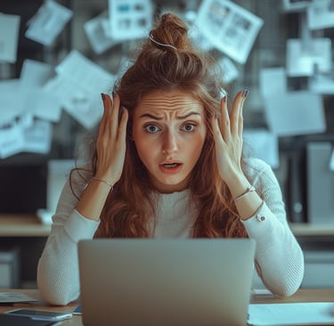 Woman stressed over social media management