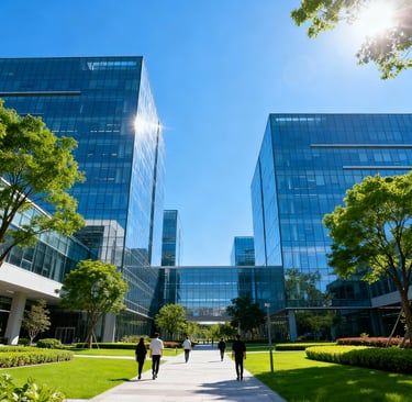 a realistic image of an IT Hub/industrial area