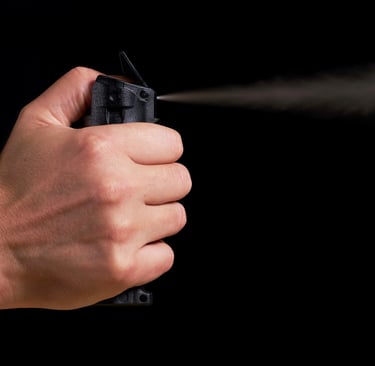 a person holding pepper spray non lethal weapon