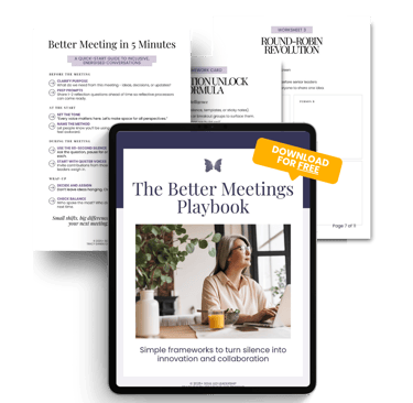 Free Better Meetings Playbook – simple frameworks for inclusive, innovative team meetings.