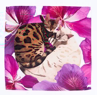 Printed bandana with Bengal cats illustration by NAMOOSHKA