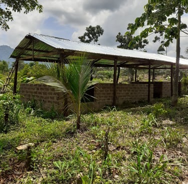 La Bergerie construite avec des briques en argile à la Ferme Aménopé Togo Permaculture