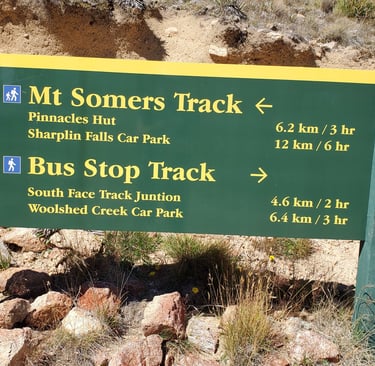 mt somers bus stop tracks DOC sign