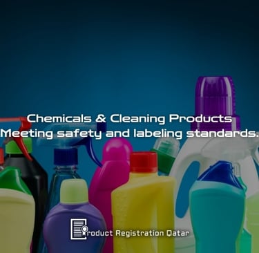Chemicals & Cleaning Products – Meeting safety and labeling standards. Product Registration Qatar logo