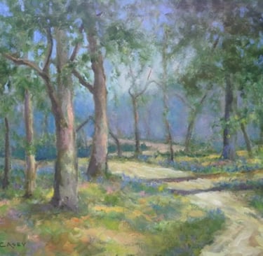 pathway walk into the woods painting