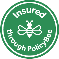 a green badge with the words insured