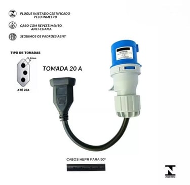 Adaptador Tomada 20a Para 16a Ind Carregador Carro Elétrico