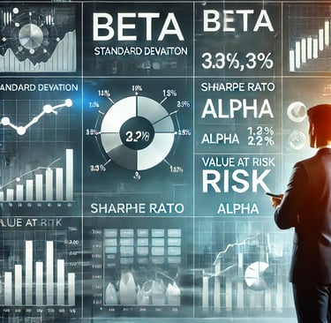 Chart comparing key risk metrics like beta, standard deviation, and Sharpe ratio in equity investmen