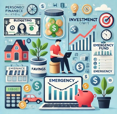 Infographic showing personal finance strategies to manage money and build stability in India