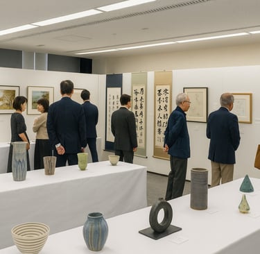 絵画や書道、陶芸作品が並ぶみはら芸術展の展示風景｜堺市のニュースならサカイタイムズ