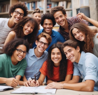 a group of people sitting around a table