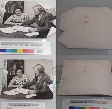Silver Gelatin print before and after conservation