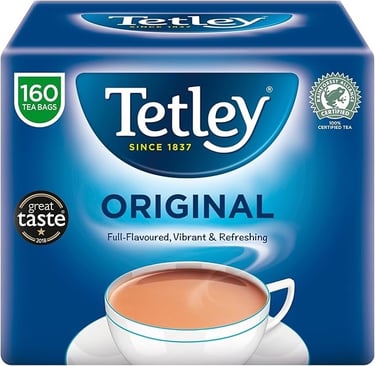 a tea bag of tea and a cup of tea