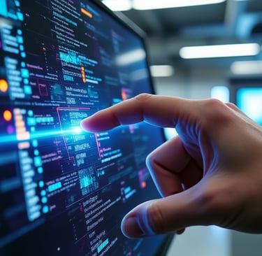 a person's hand touching a computer screen