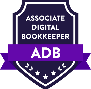 Associate Digital Bookkeeper badge, signifying proficiency in digital bookkeeping practices and tool