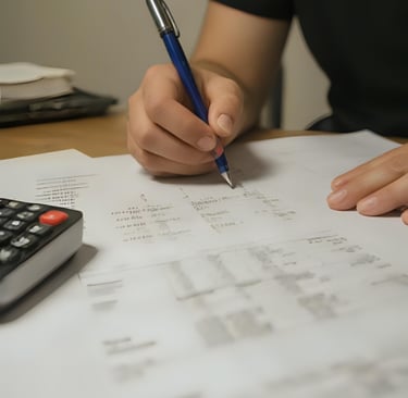 individual filling out tax forms