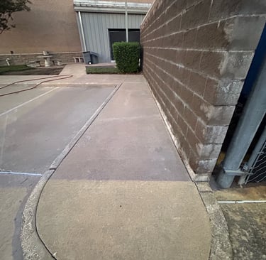 Sidewalk and Wall after Pressure Washing