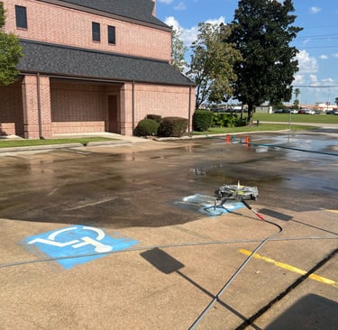 Church Parking Lot being pressure washed