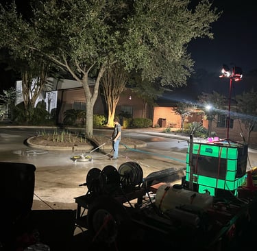 Roy Brothers of Texas Night time pressure washing