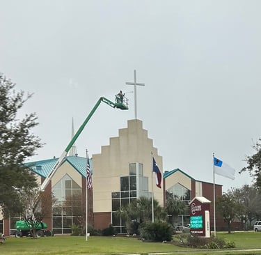 Roy Brothers of Texas Painting Church Cross