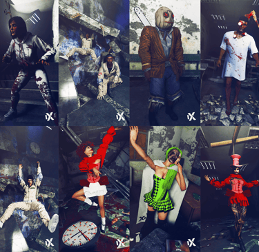 a collage of a group of people dressed in costumes