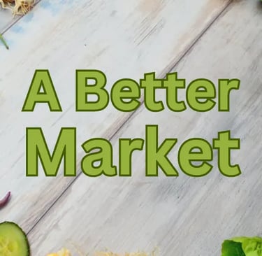 a variety of vegetables and vegetables on a wooden table with text "a better market"