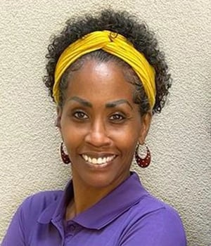 a woman with a yellow headband and a yellow headband