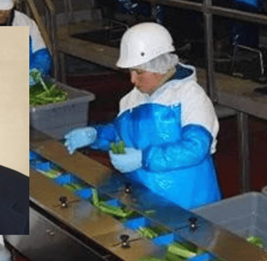 a man named Rick Alcocer, SVP of Sales and Marketing, Duda Farm Fresh Foods and a woman in a suit