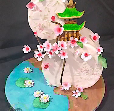 a cake with a flower on top of it