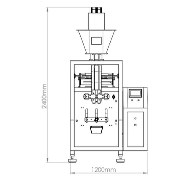 2 lanes powder stick pack machine front layout