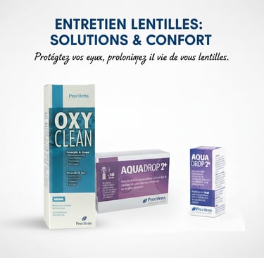 Produits d'entretien et gouttes pour lentilles de contact