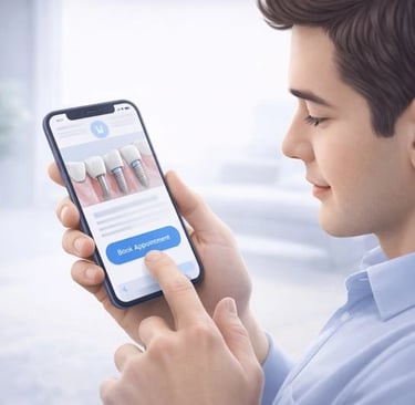 Patient booking a dental implant appointment on a mobile website