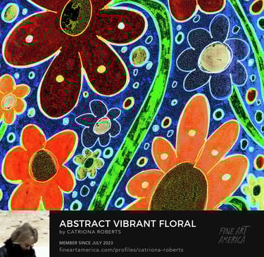 Digital image of the mixed medium digital art design Abstract Vibrant Floral Patterned Scene