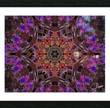 Custom  Framed Print with an abstract kaleidoscope printed on it.