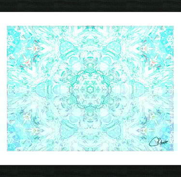 Digtal image of an art print featuring an abstract kaleidoscope design. 