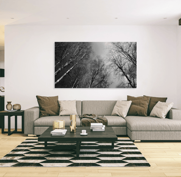 Canvas Print hanging above a couch in a Living Room.