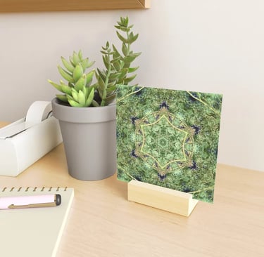 Digital image featuring an abstract forest kaleidoscope design on a Mini Art Print.