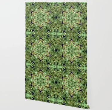 Abstract nature kaleidoscope pattern on two sheets of wall paper.