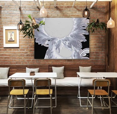 Canvas print with an artistic interpretation of Silver Sunflowers. 