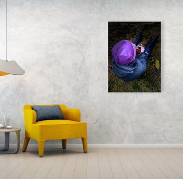 Canvas print on a wall beside a chair, featuring design Mint Tea  