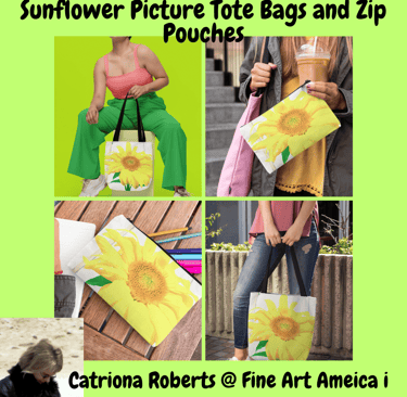 Digital image featuring Tote Bags and Zip Pouches in the Sunflower Picture collection. 