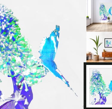 Digital image featuring an artistic Butterfly on a Buddleia flower on canvas and art prints 