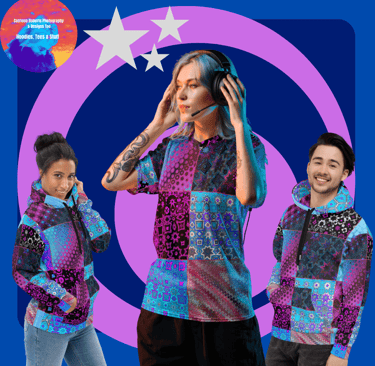 Digital image of models wearing a Hoodie and a  T Shirt.