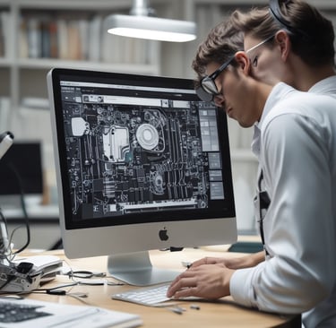Close-up of high-quality MacBook parts neatly arranged on a workbench ready for installation.