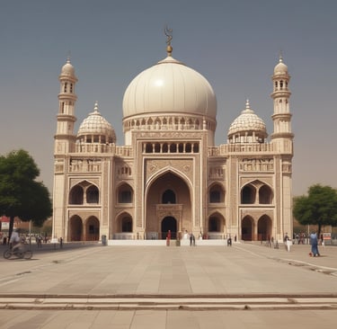 a person standing in front of a large building